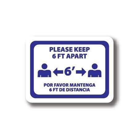 Ergomat 50in x 32in RECTANGLE SIGNS Please Keep 6 FT Apart - Bilingual English/Spanish DSV-SIGN 1600 #2952 -UEN